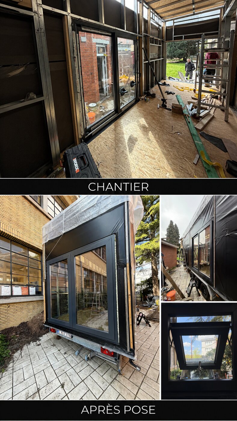 Rénovation complète — avant / après, réalisation MP Châssis, Charleroi et Hainaut