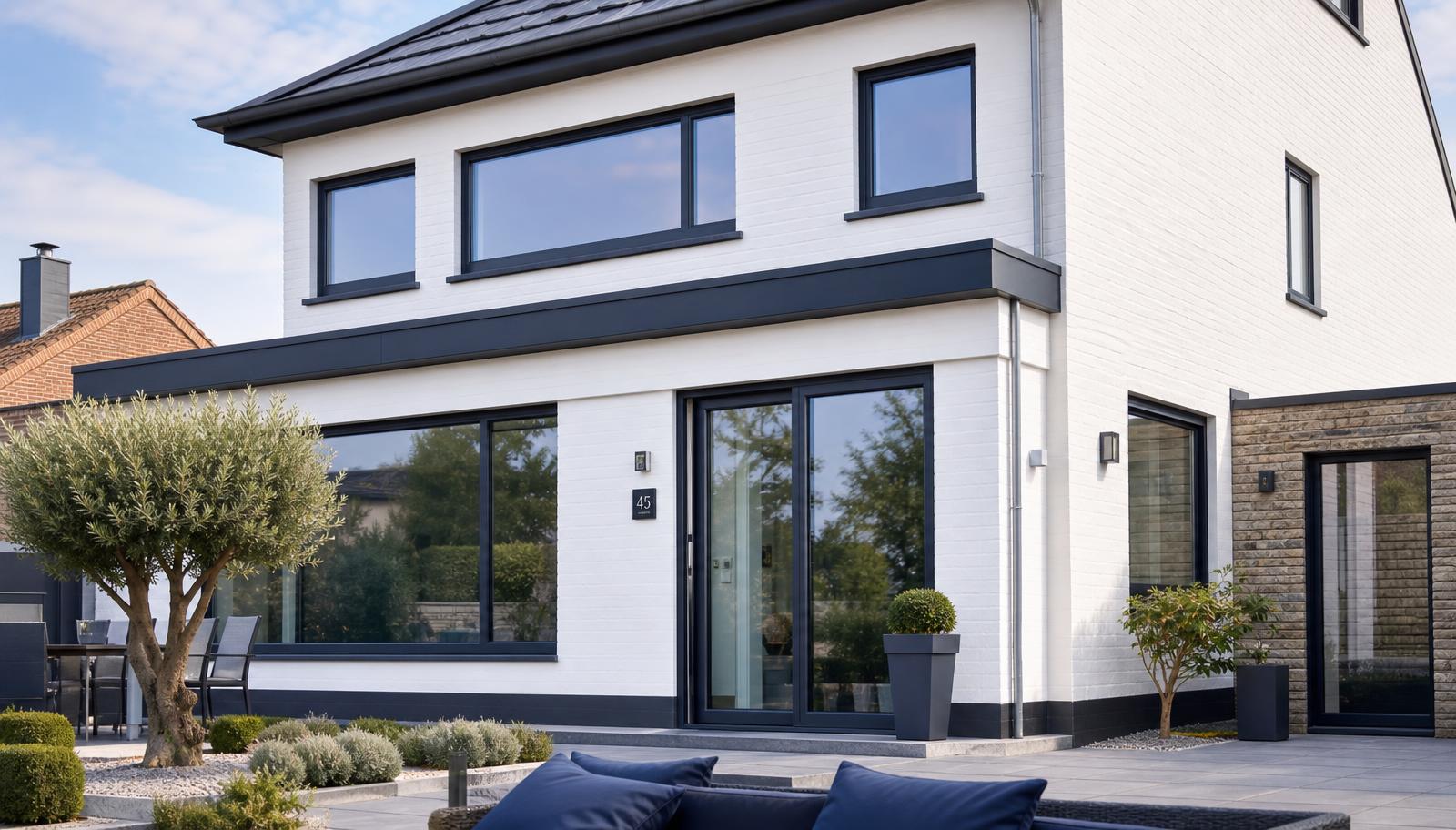 Maison contemporaine avec menuiseries extérieures PVC et aluminium